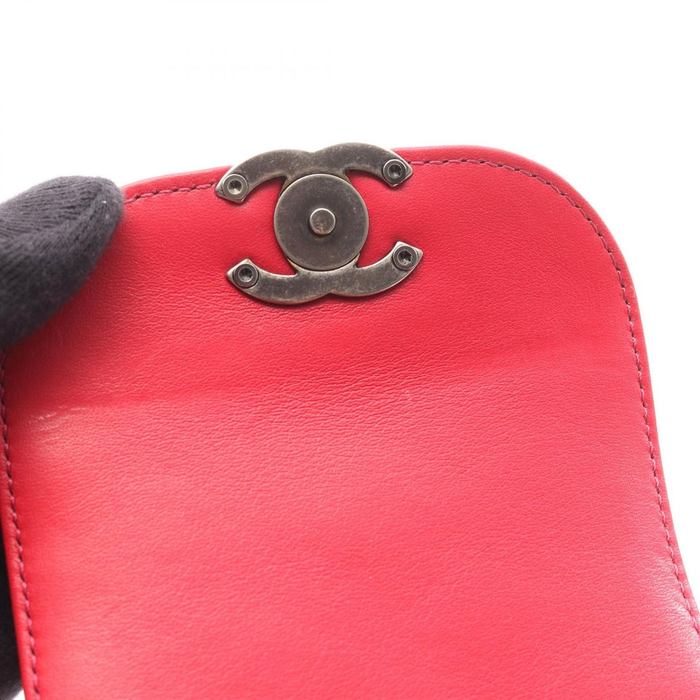 CHANEL Matelassé Mini Vanity Shoulder Bag in Magenta Lambskin