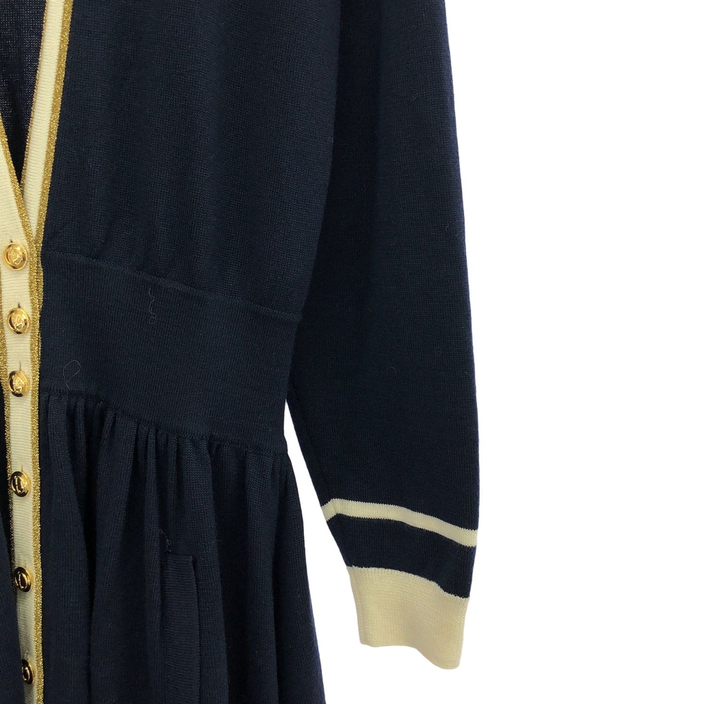 GUCCI Navy & Off-White Wool Dress - Timeless Elegance