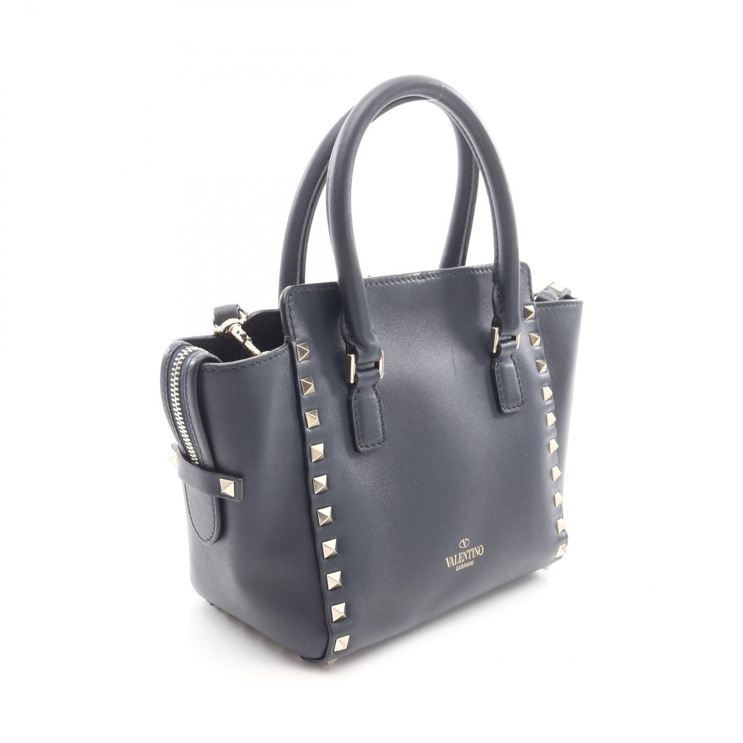 Valentino Rockstud 2-Way Tote Bag in Navy Leather