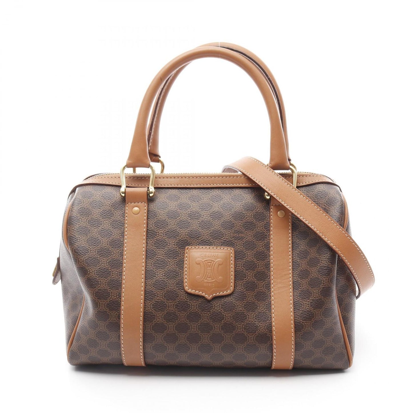 CELINE Macadam 2-Way Boston Bag in Dark Brown PVC Canvas