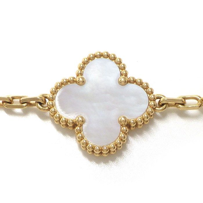 Van Cleef & Arpels Vintage Alhambra 5 Motif Bracelet in K18YG & White Shell