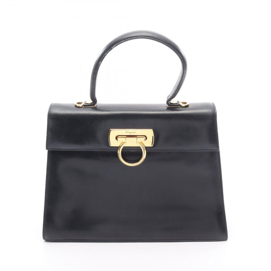 Salvatore Ferragamo Gancini Handbag in Navy Leather - Timeless Elegance