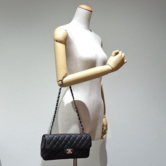 Chanel Matelassé Shoulder Bag A35731 in Black Caviar Leather