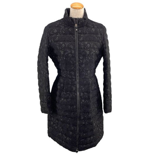 Valentino Sub-Zero Lace Long Down Coat - Black, Size 42