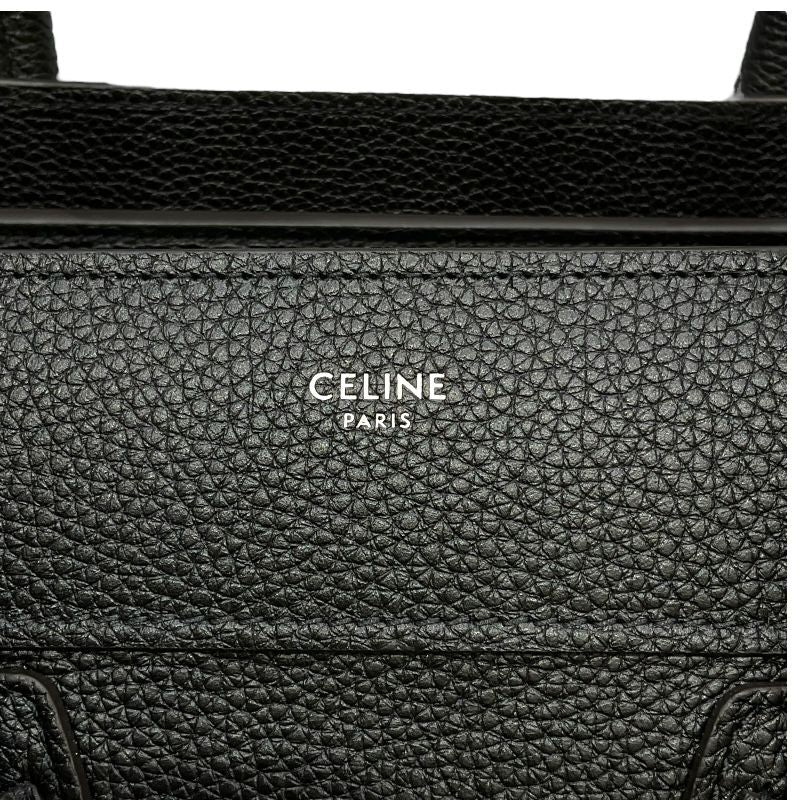 CELINE Luggage Micro Shopper Black Calf Leather Handbag