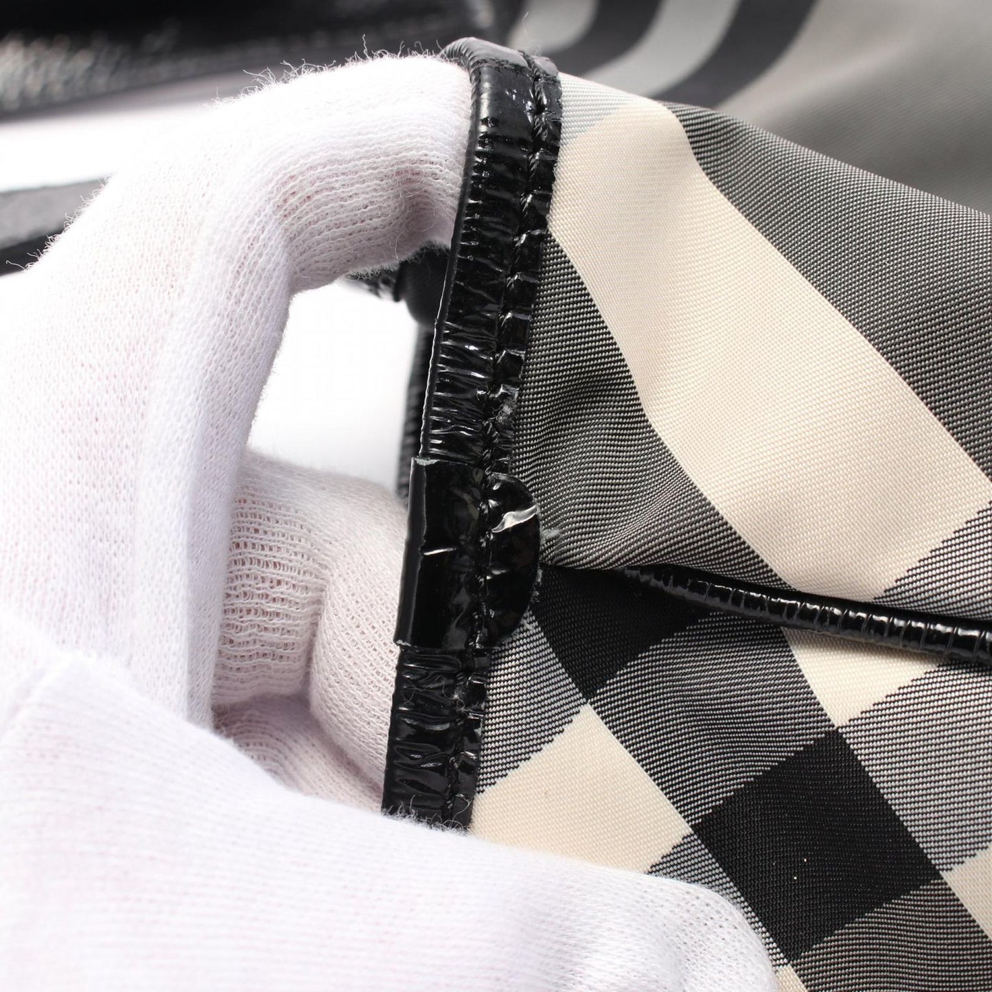 BURBERRY Nylon & Patent Leather Tote Bag - Elegant Black & Gray