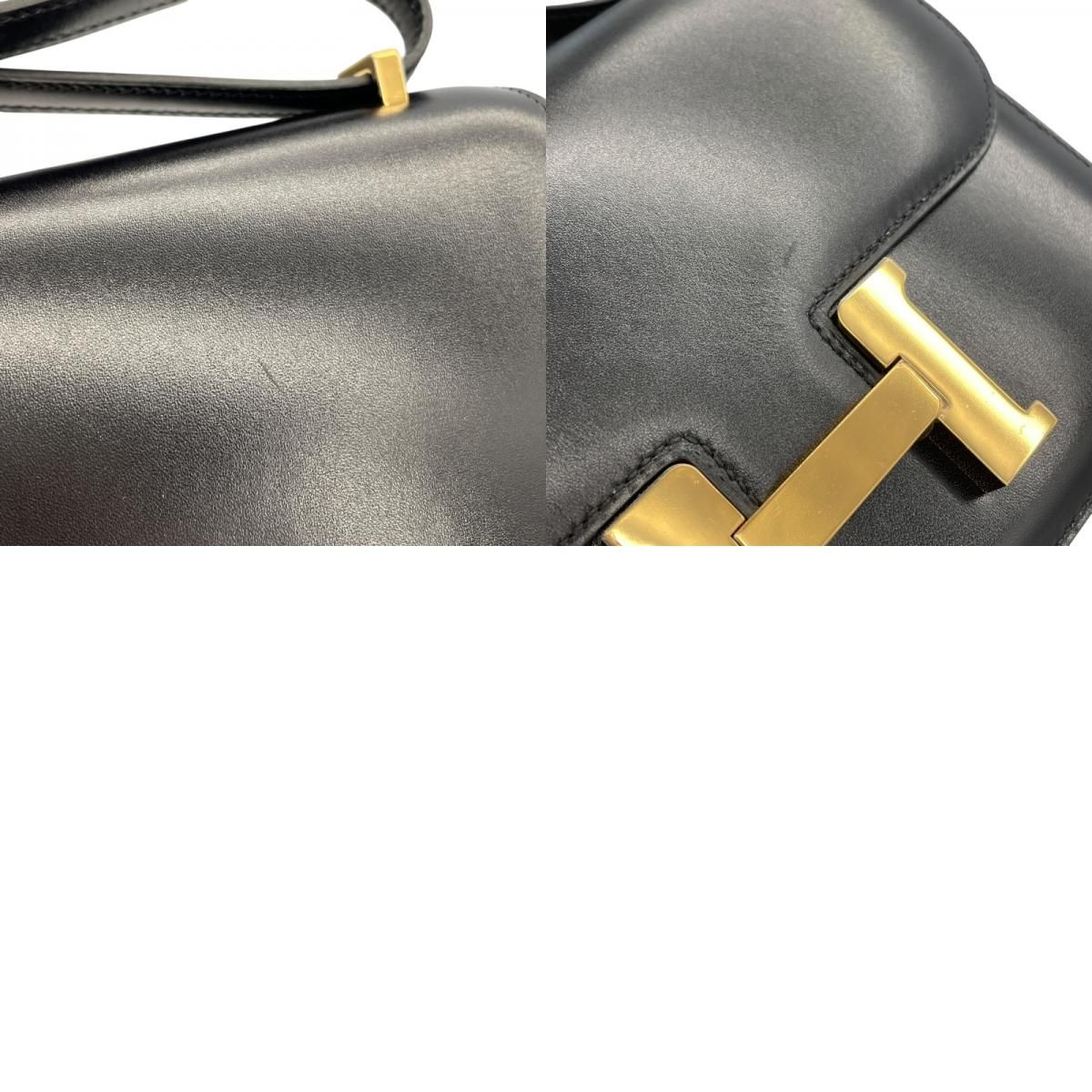 HERMES Constance 3 Mini Black Box Calf Shoulder Bag with Gold Hardware