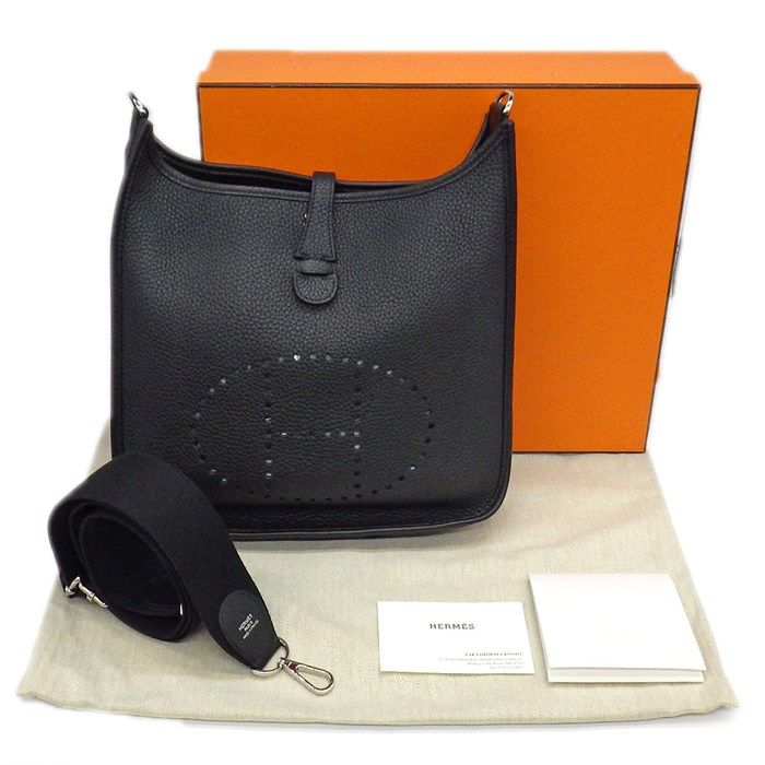 HERMES Evelyne III PM Black Togo Leather Shoulder Bag 2022