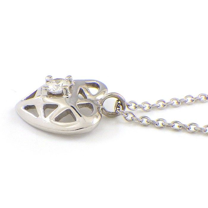 Tiffany & Co. Heart Necklace with 1 Point Diamond in K18 White Gold