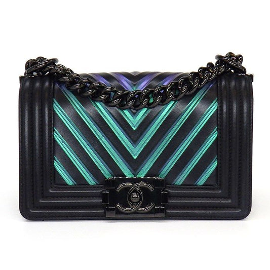 Chanel Boy Bag 20 A67085 - 2018 Black/Green/Purple Lambskin