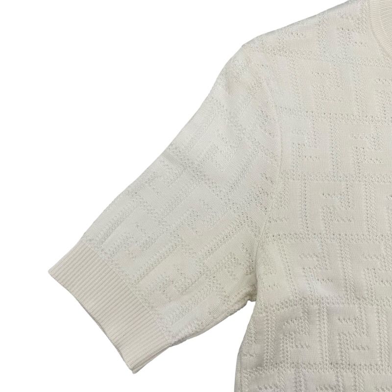 Fendi FF Pattern Knit T-Shirt - White Cotton, Women's Size 36