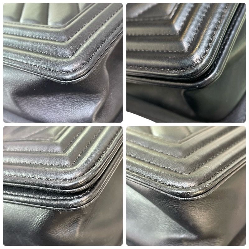 CHANEL Boy Chanel 20 V-Stitch Black Lambskin Shoulder Bag