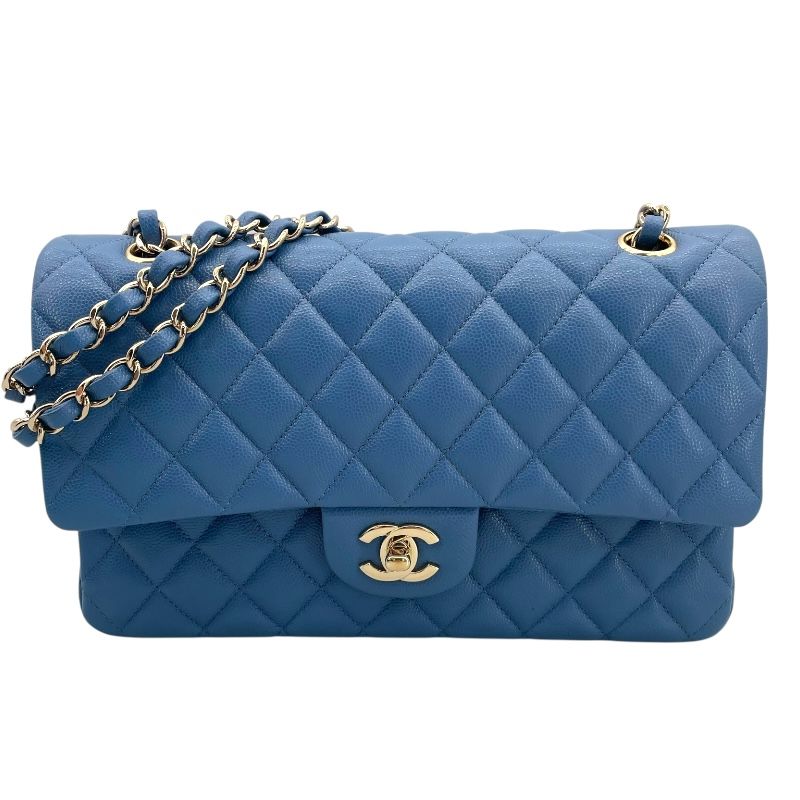 CHANEL Matelassé 25 Light Blue Caviar Skin Shoulder Bag