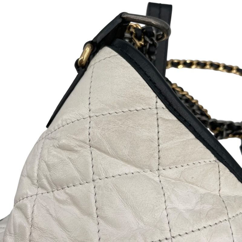 CHANEL Gabrielle Hobo Medium Bag - White & Black with Gold Accents