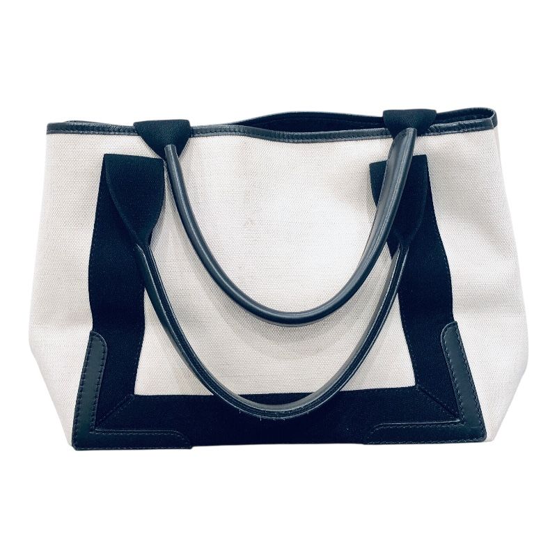Balenciaga Navy Cabas S Handbag - White & Black Canvas