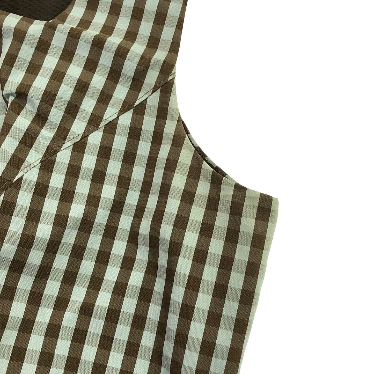 FOXEY NEW YORK Brown Gingham Check Sleeveless Dress - Size 42
