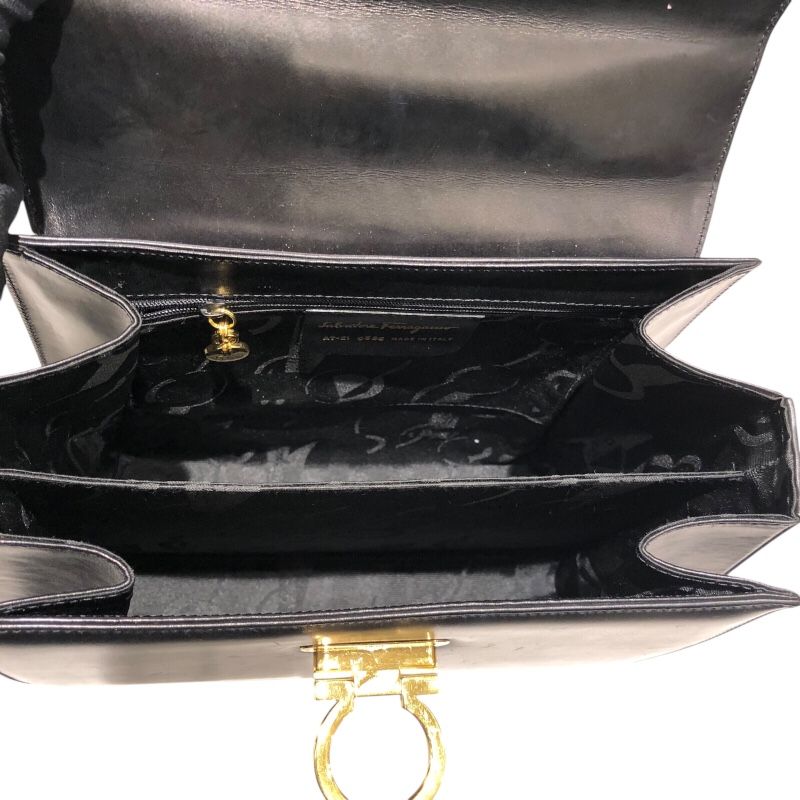 Salvatore Ferragamo Gancini 2-Way Handbag in Black Box Calf