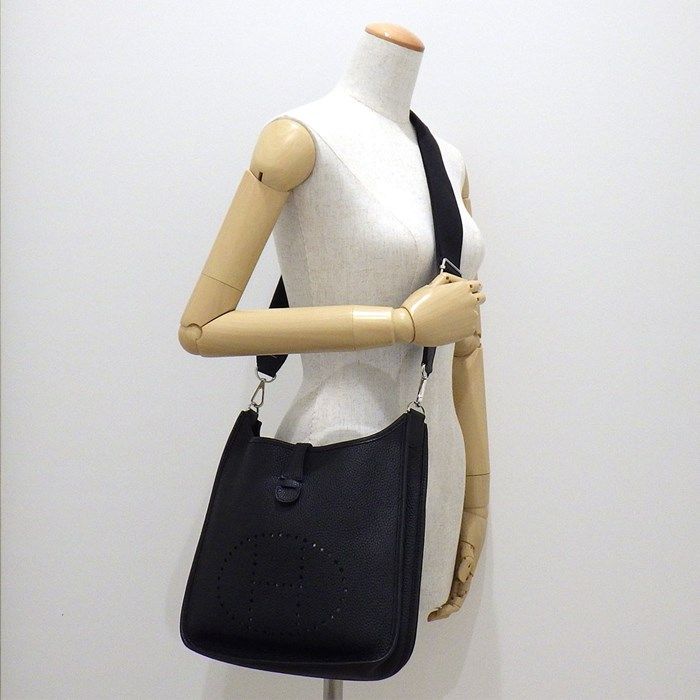 HERMES Evelyne III PM Black Togo Leather Shoulder Bag 2022