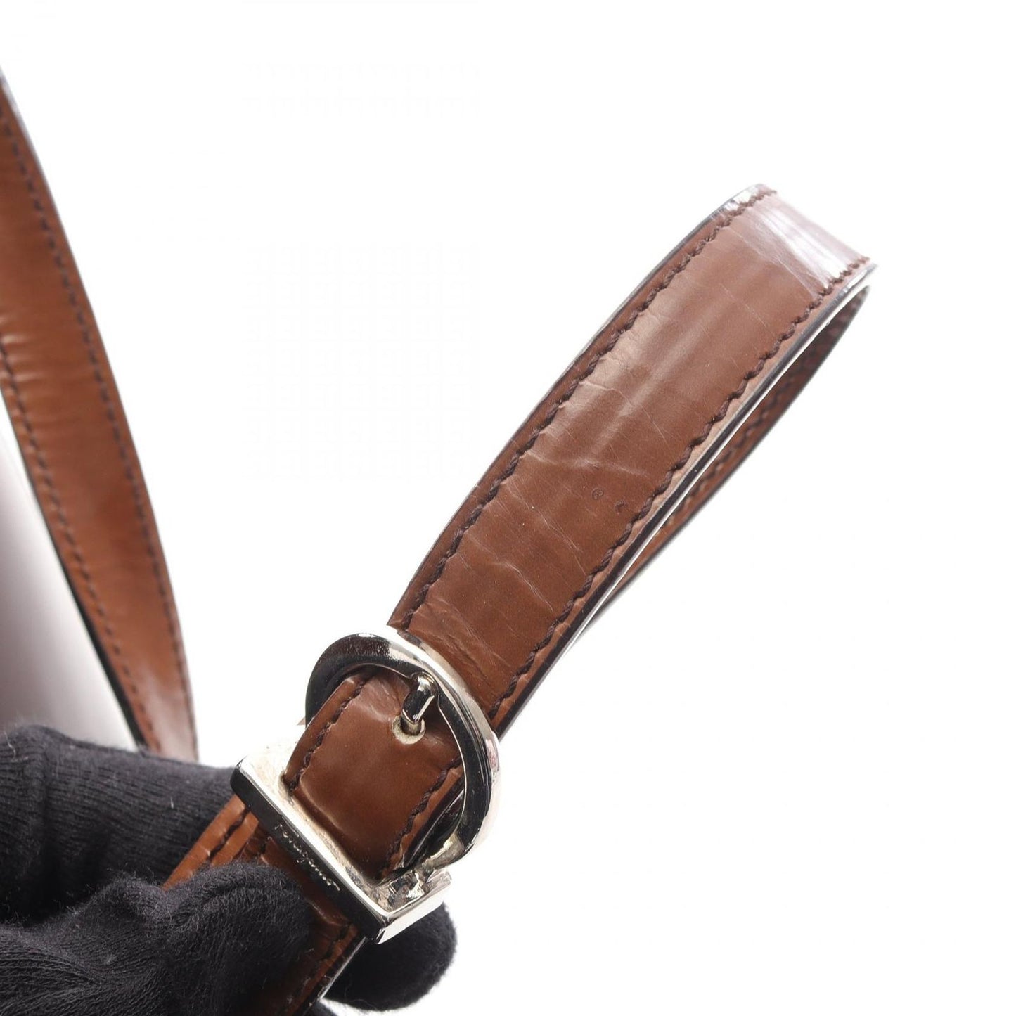 Salvatore Ferragamo Dark Brown Leather 2-Way Shoulder Handbag