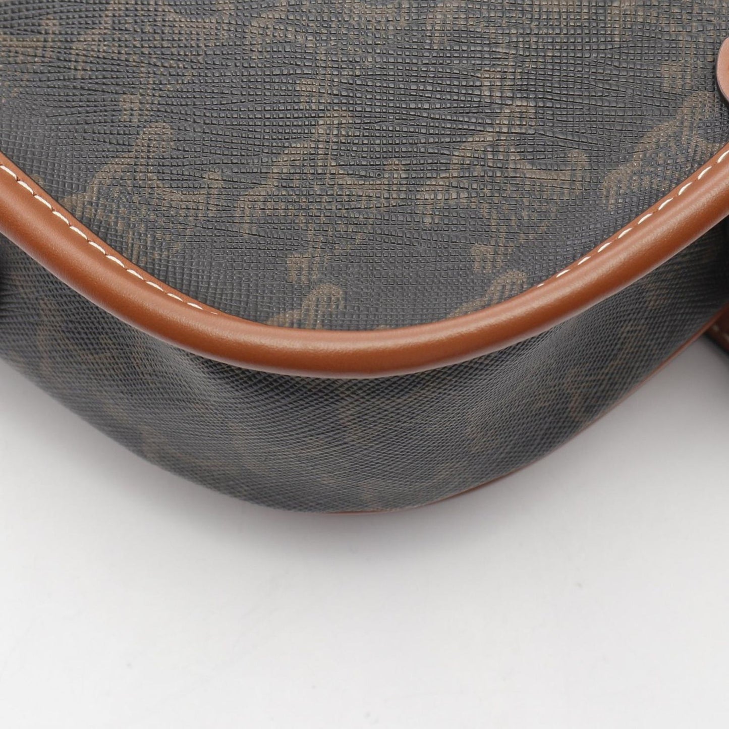 CELINE Falco Medium Shoulder Bag in Black/Brown PVC Canvas