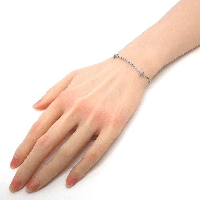 Tiffany & Co. T Smile Bracelet with Blue Topaz in K18 White Gold