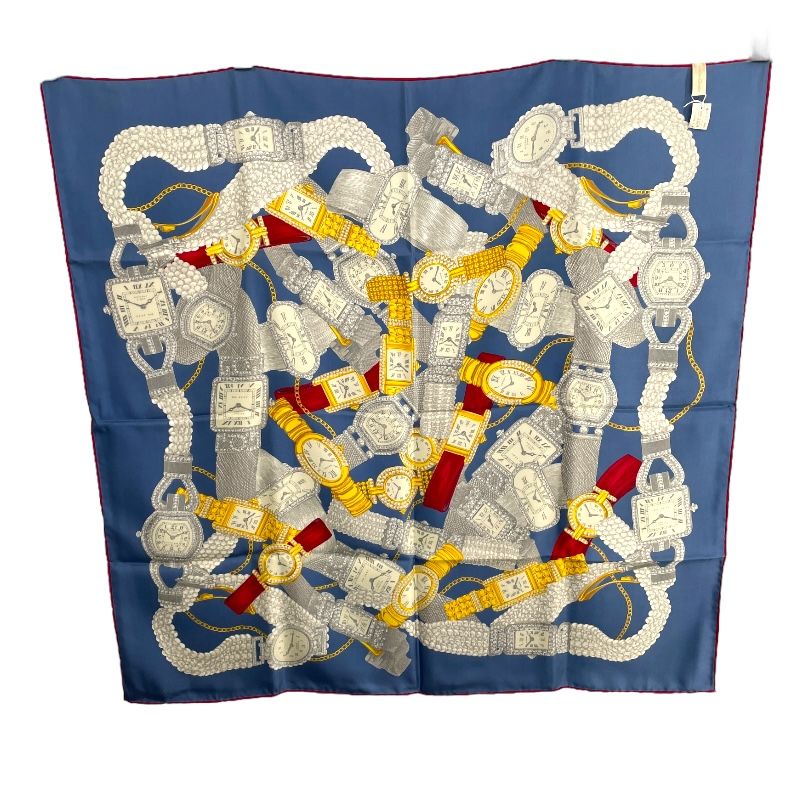 Cartier Silk Scarf with Watch Pattern - Multicolor Elegance
