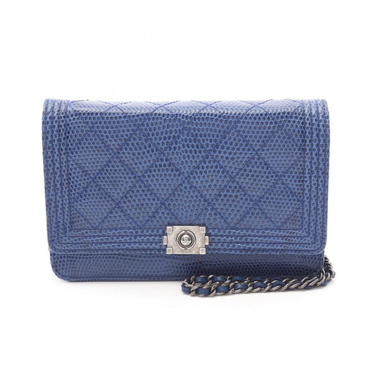 CHANEL Boy Chanel Exotic Leather Shoulder Bag in Blue