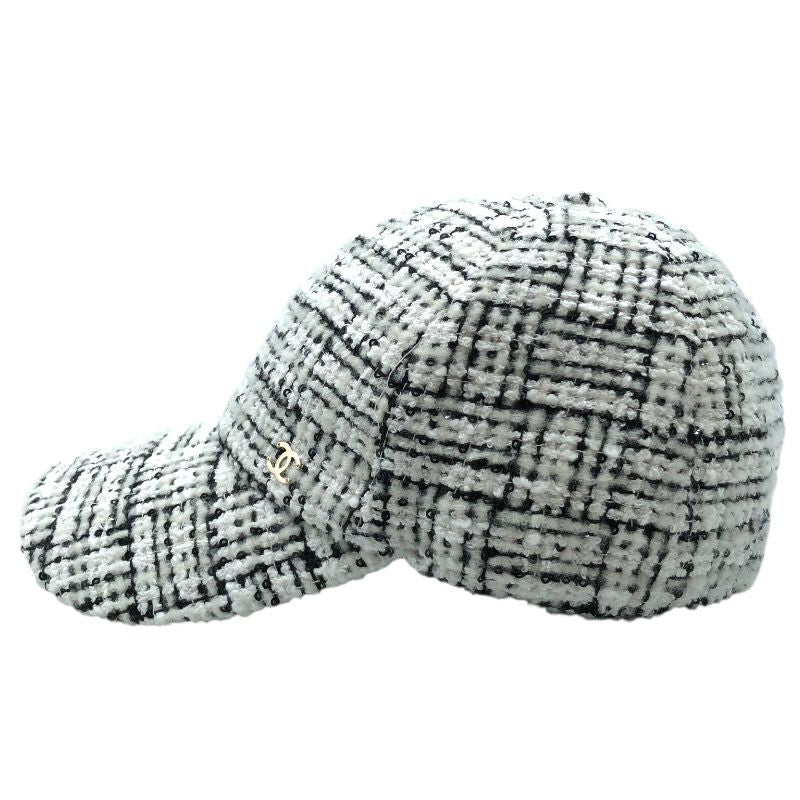 CHANEL Tweed Baseball Cap in White - Exquisite Cotton Craftsmanship