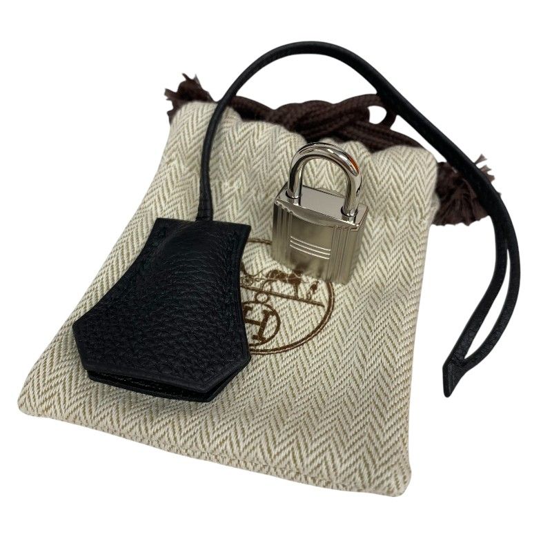 HERMES Kelly 28 Black Togo Leather Handbag with Silver Hardware