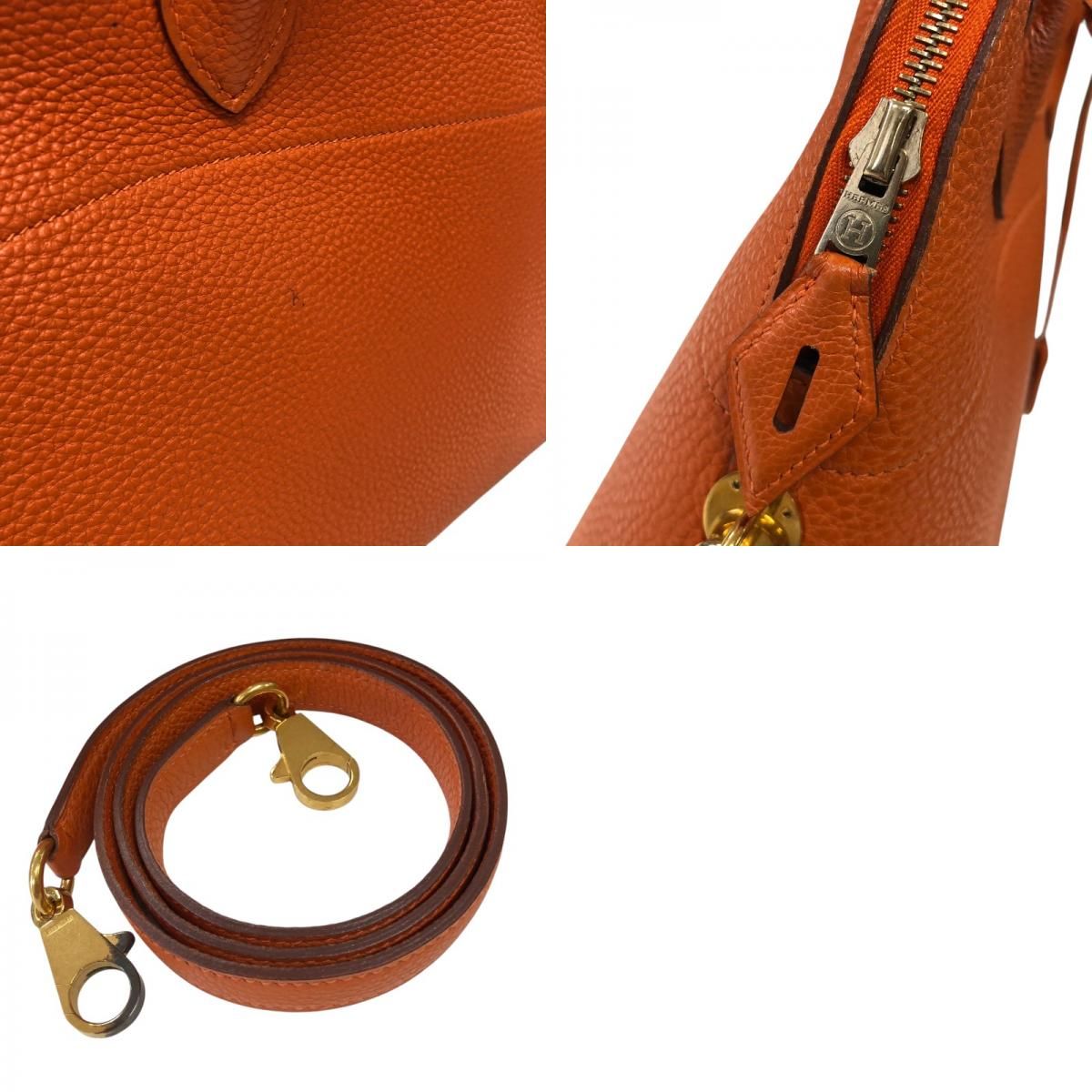 HERMES Bolide 31 Handbag in Orange with Gold Hardware