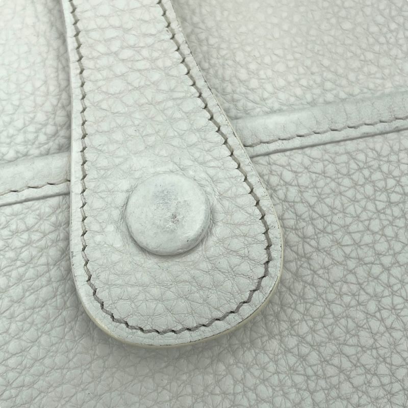 HERMES Evelyne II GM White Togo Leather Shoulder Bag with Silver Hardware