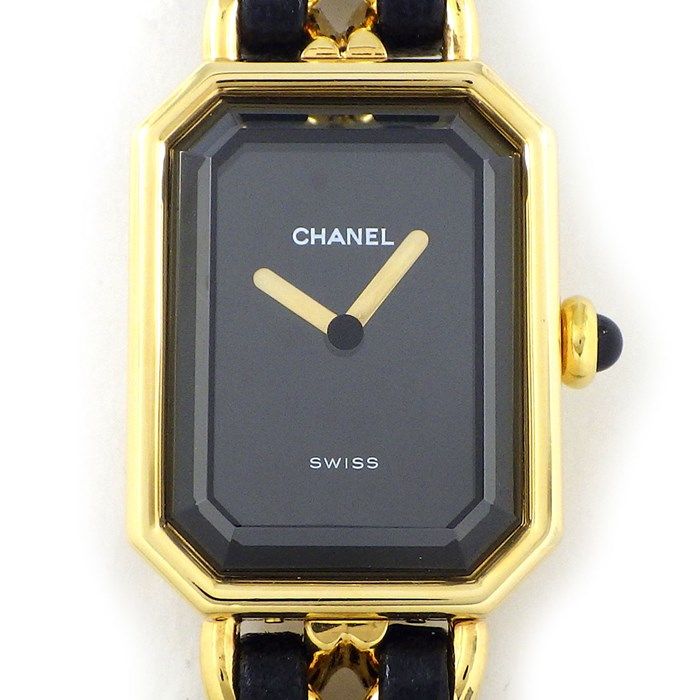 CHANEL Première M H0001 Octagonal Black Dial Gold-Plated Watch