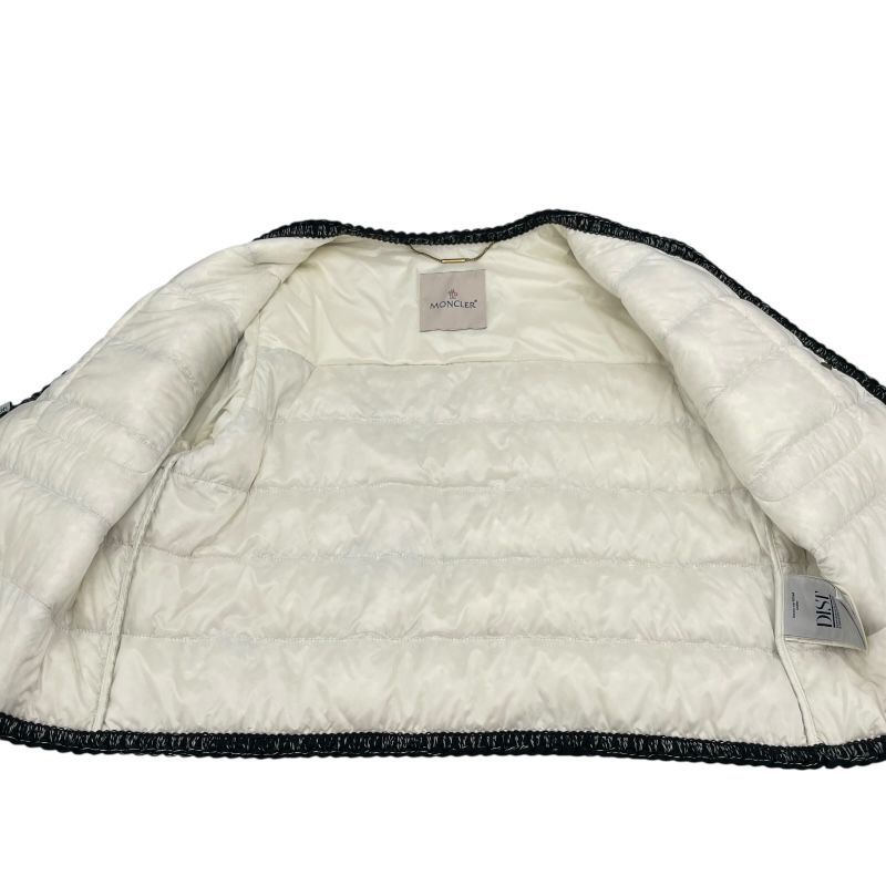 Moncler ELIADI Black Wool No-Collar Tweed Down Jacket for Women