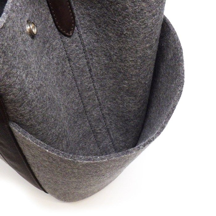 HERMES Sac de Pansage Gloom2 Tote Bag - Exquisite Gray Wool & Leather