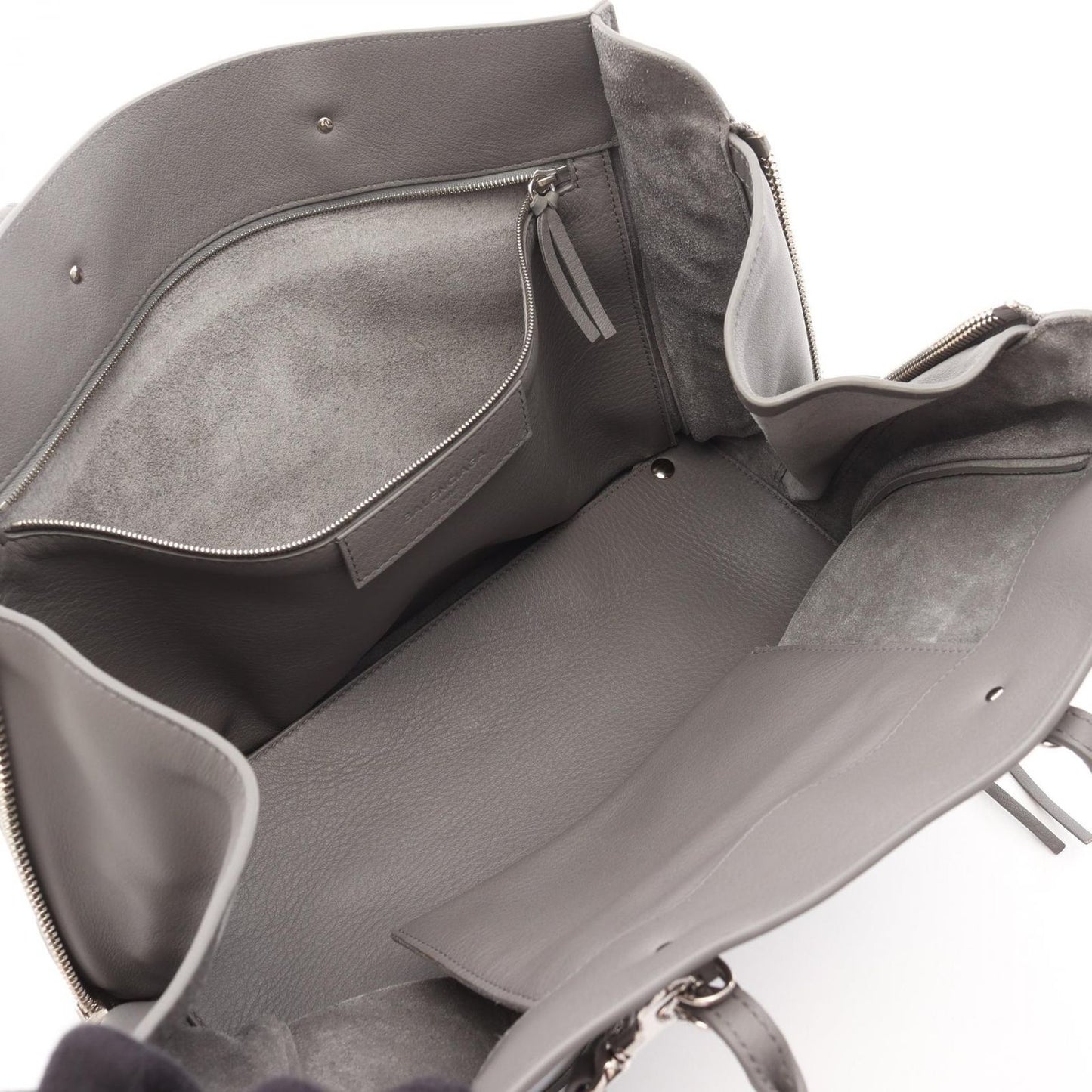 Balenciaga Paper B4 Zip Around Tote Bag in Gray Leather