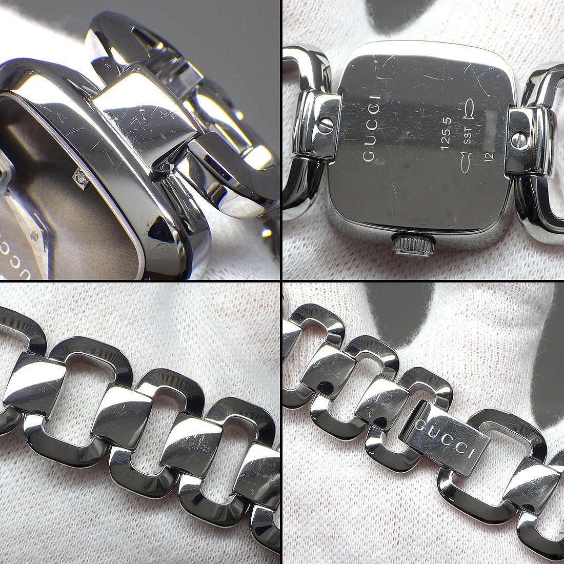 GUCCI G Collection 125.5 Diamond Index Square Watch - Brown Dial