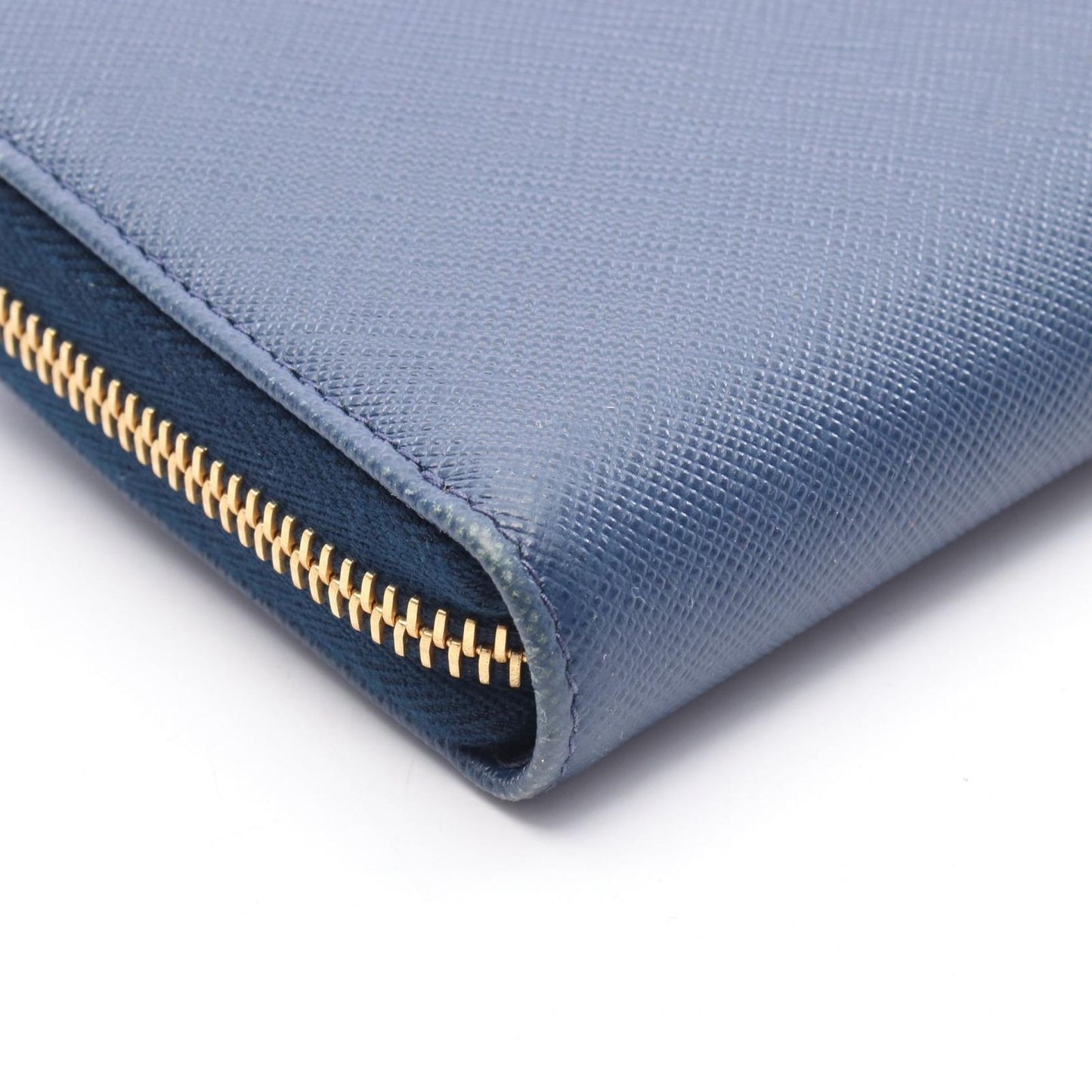 PRADA Dark Blue Leather Round Wallet - Timeless Elegance