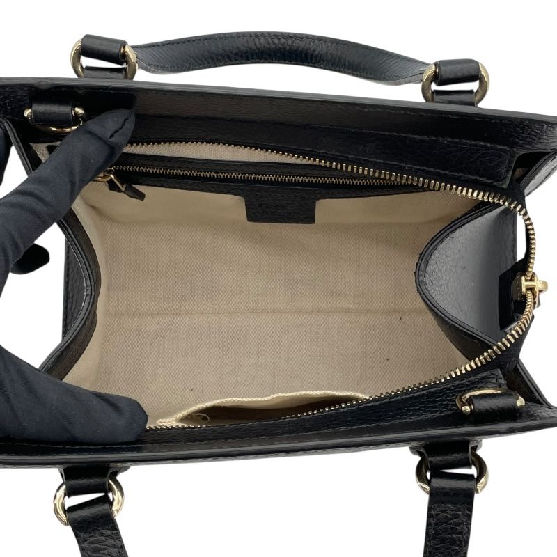 GUCCI Soho Interlocking G Band Bag - Black & Gold Hardware