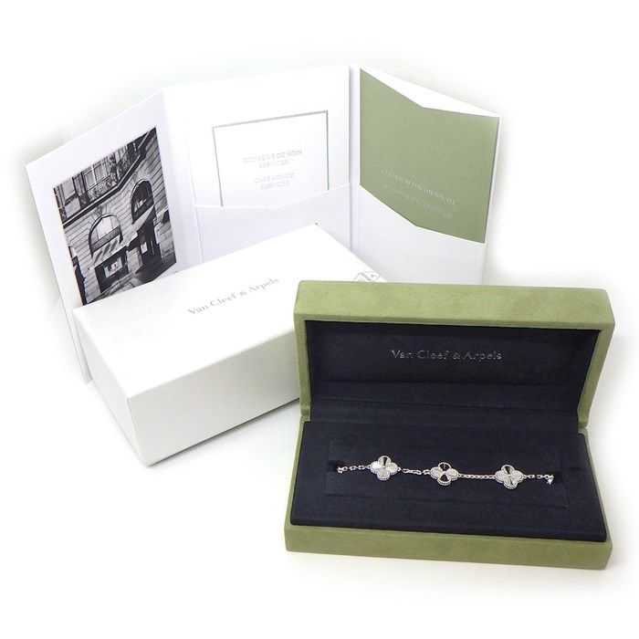 Van Cleef & Arpels Vintage Alhambra 5 Motif Bracelet in K18 White Gold