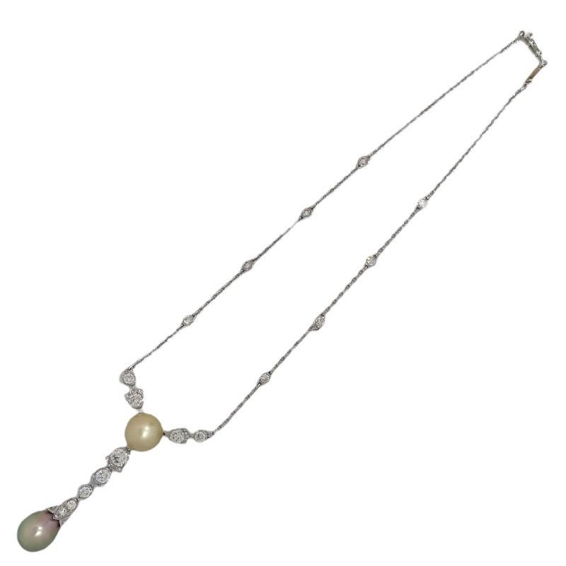 Cartier 2P Pearl Diamond Necklace in 750WG - Exquisite Elegance