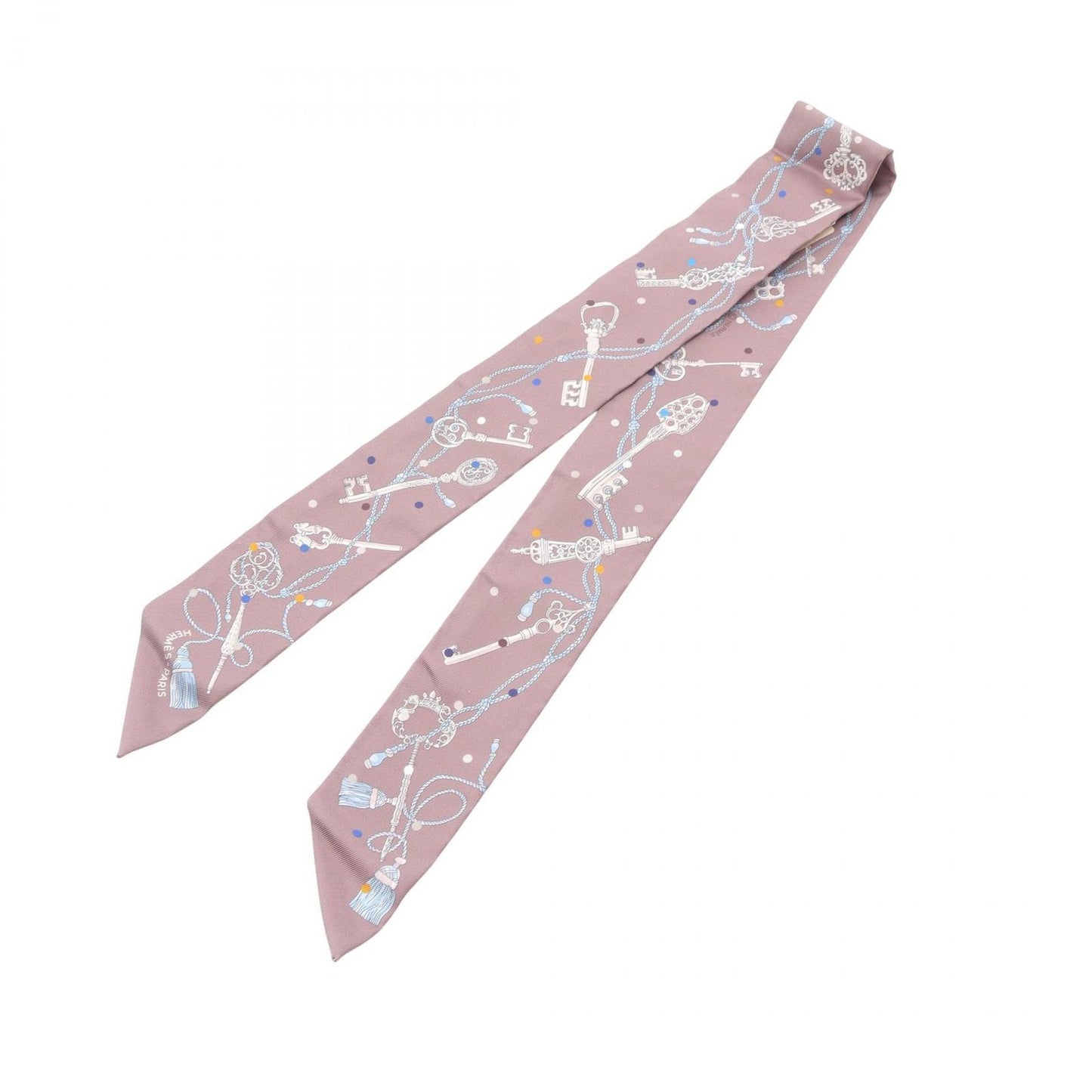 HERMES Les Cles A Pois Silk Twilly Scarf - Unused Luxury Accessory