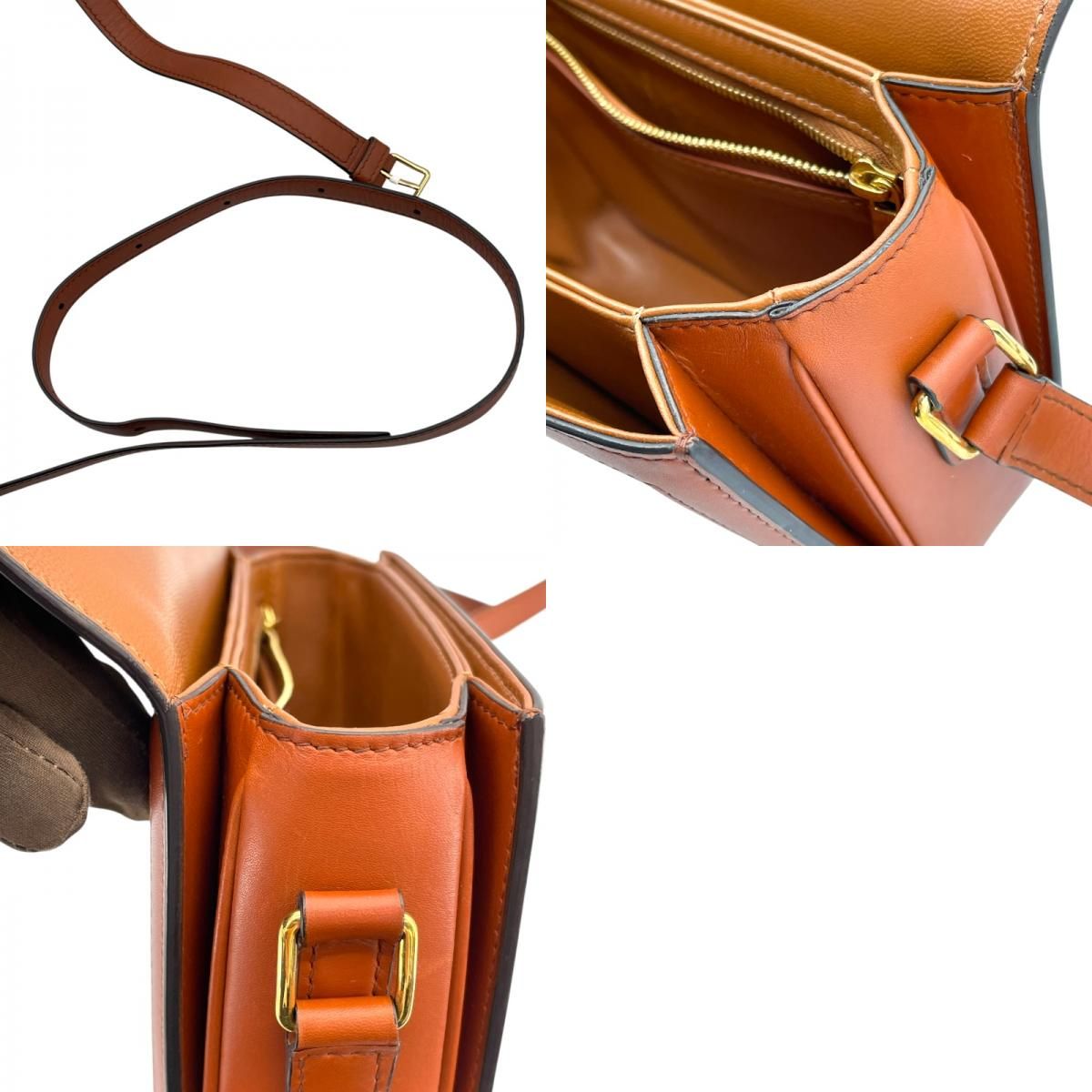 CELINE Teen Triomphe Shoulder Bag in Natural Tan Calf & Canvas