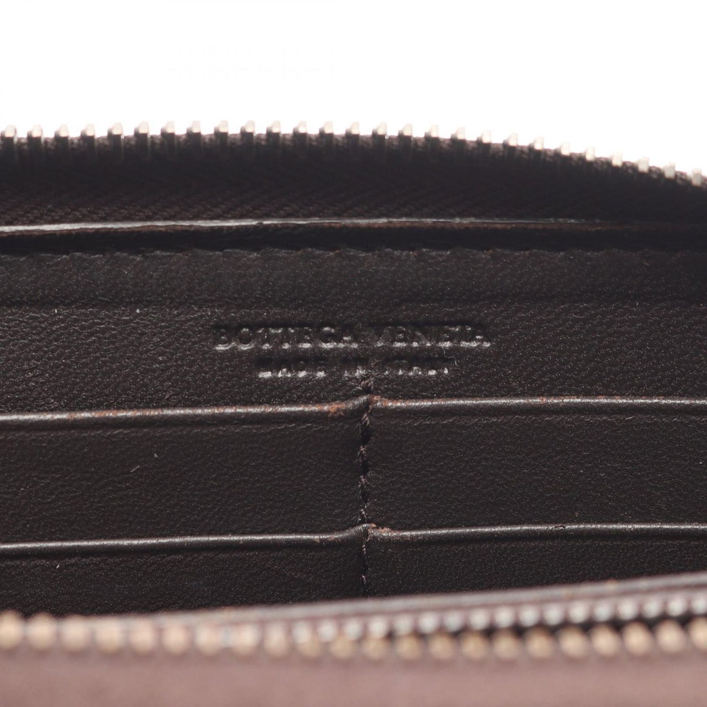 BOTTEGA VENETA Intrecciato Round Long Wallet in Dark Brown Leather