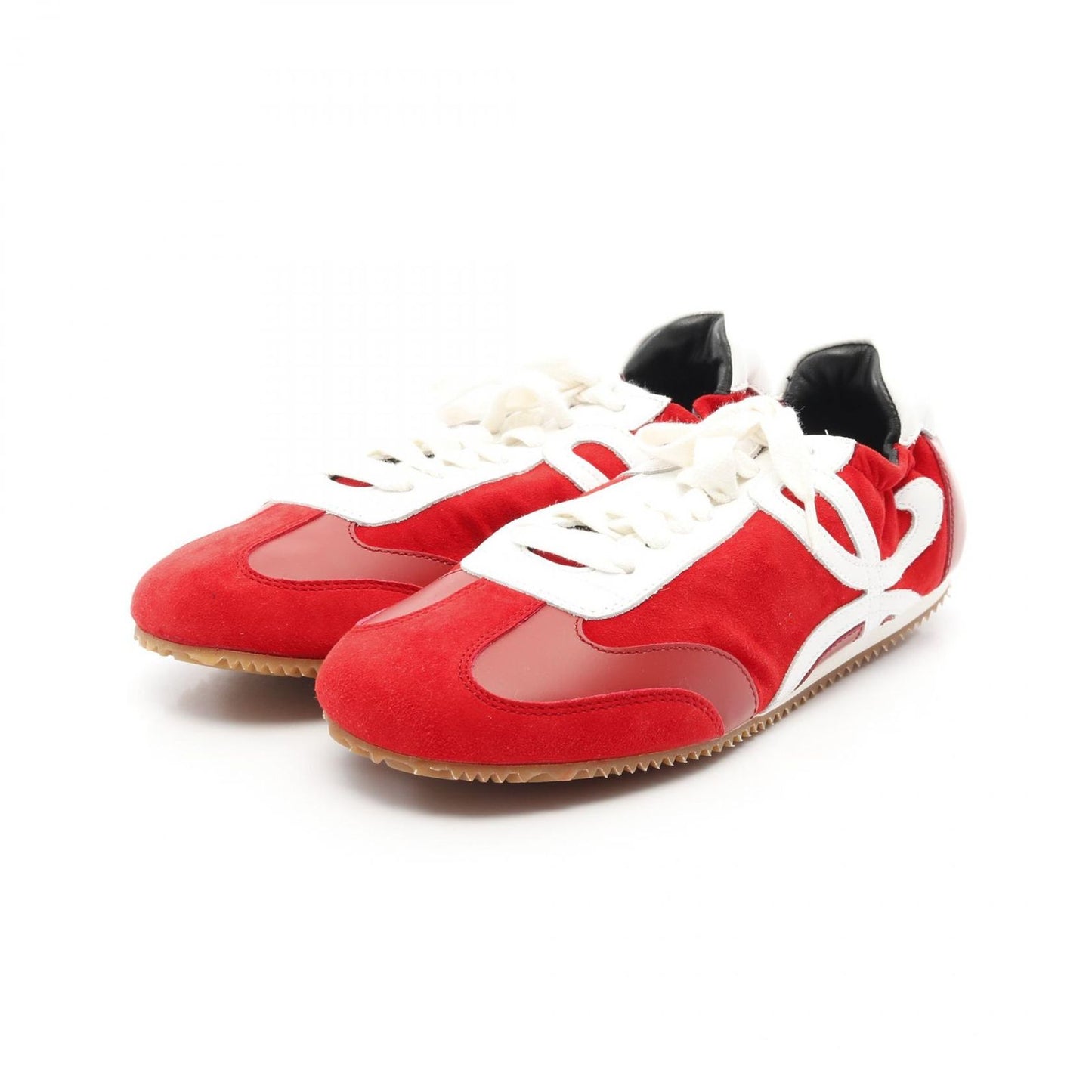 LOEWE Anagram Ballet Runner Sneakers in Red & White Leather