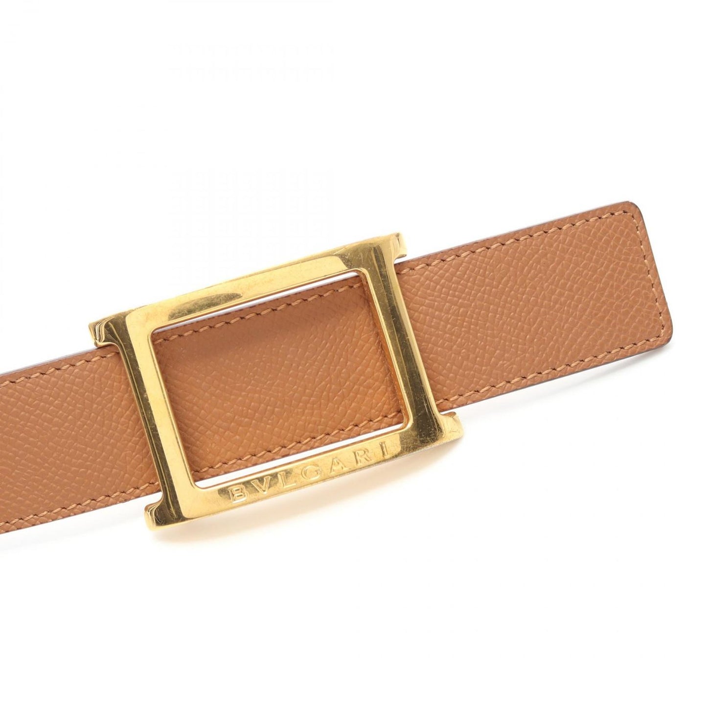 BVLGARI Brown Leather Belt with Gold Accents - Timeless Elegance
