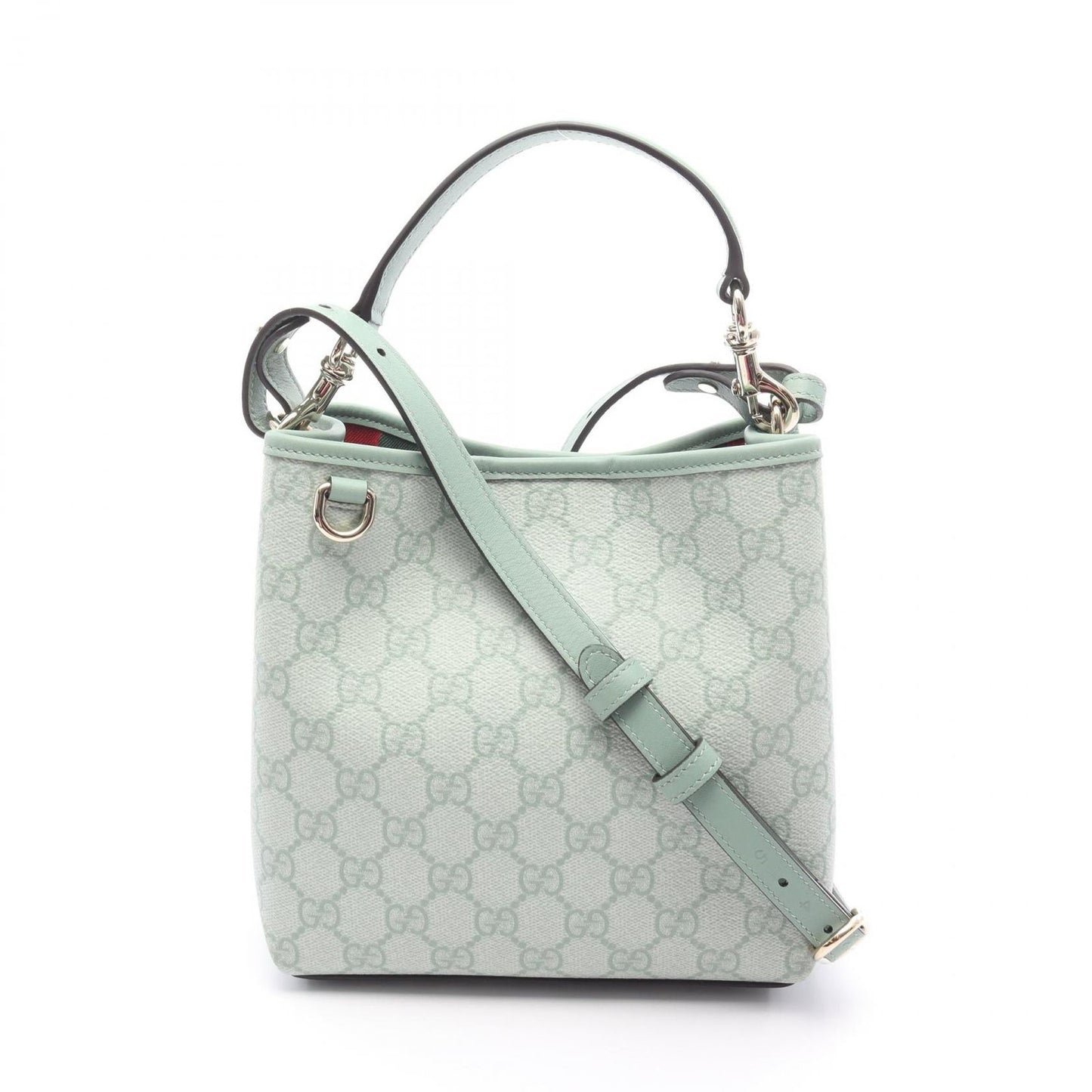 GUCCI GG Emblem Small Bucket Bag in Sage Green