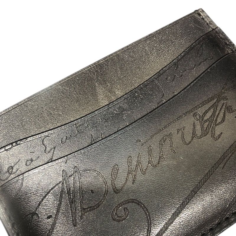 Berluti Calligraphy Card Case in Black Leather - N235725