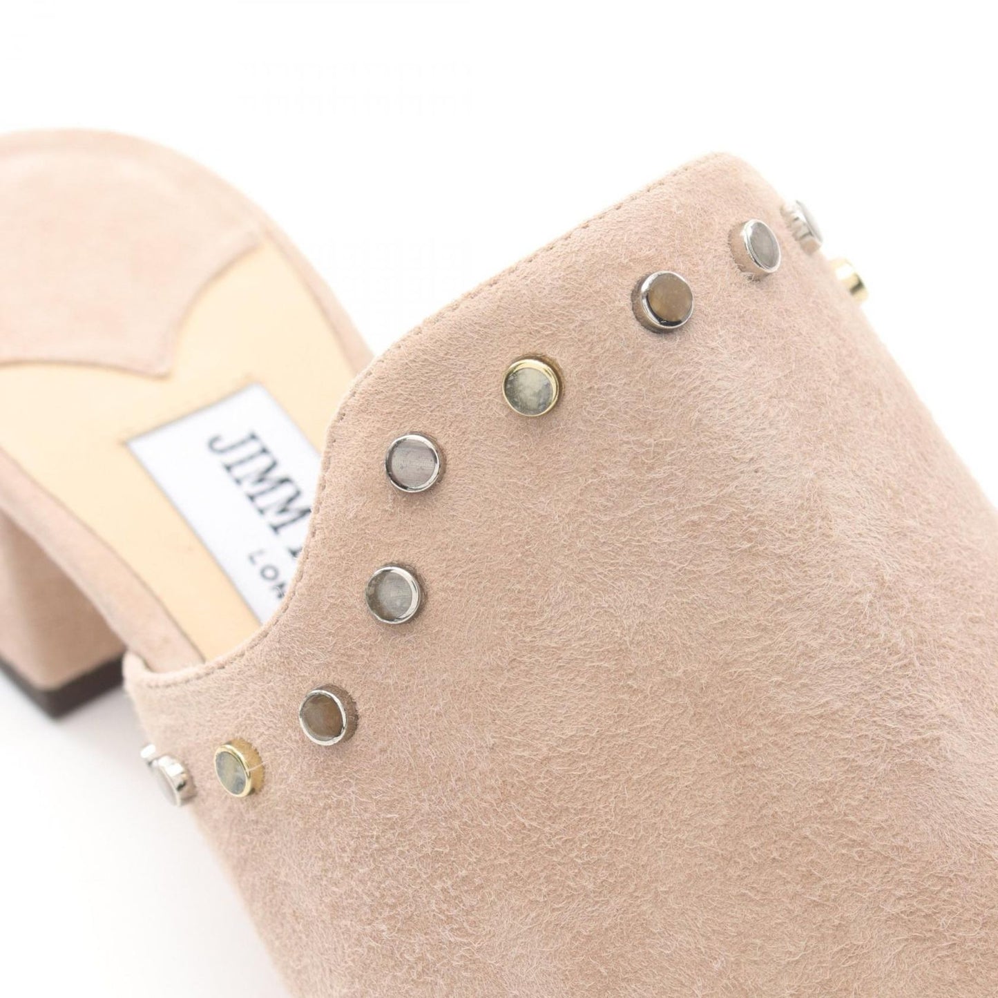 Jimmy Choo Pink Beige Suede Mules - Unworn Luxury Sandals