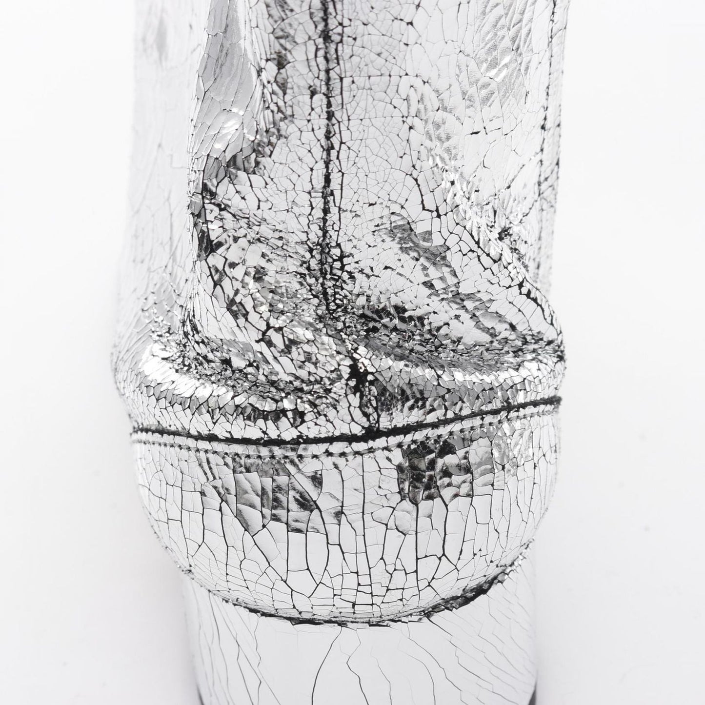 Maison Margiela Tabi Leather Short Boots - Silver, Size 39