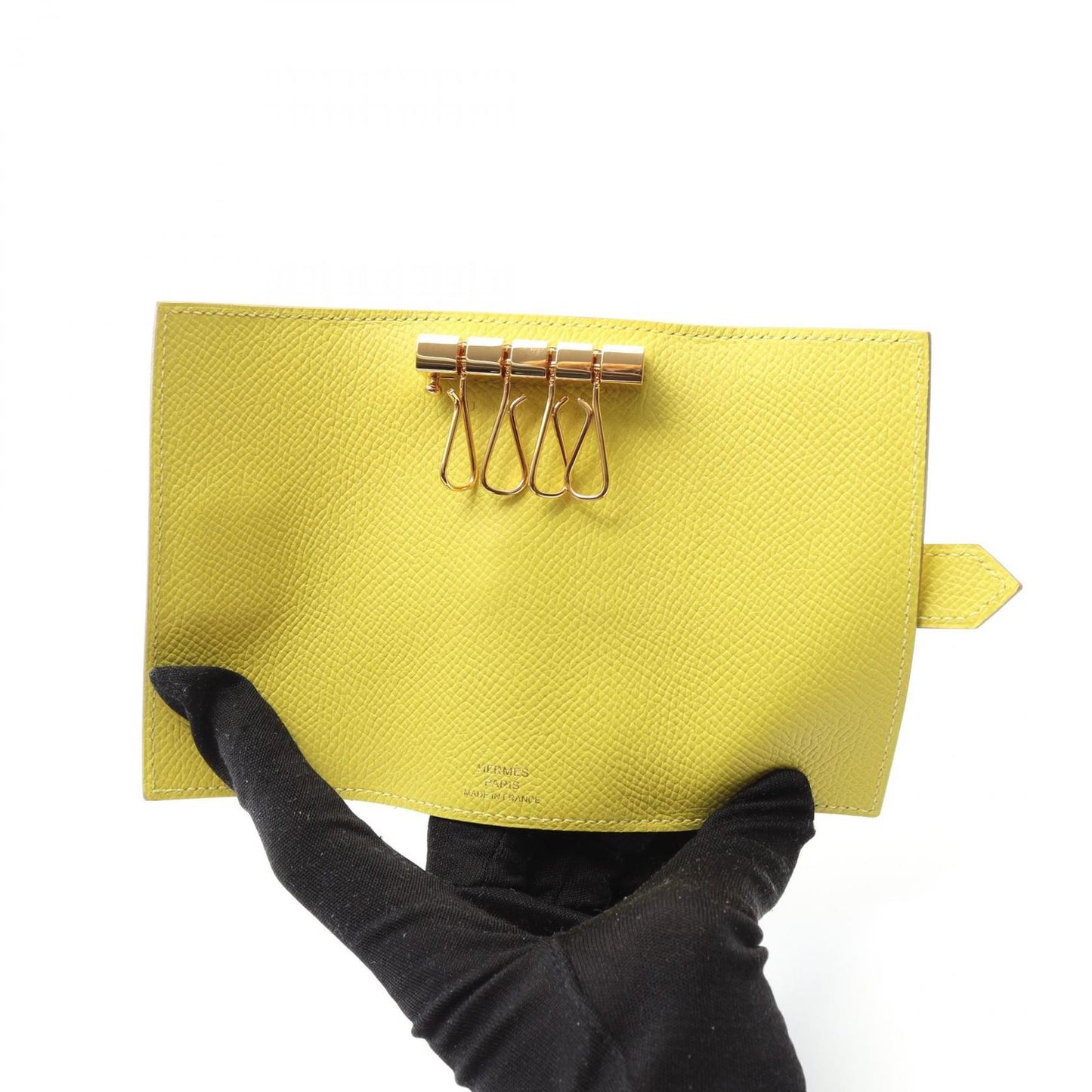 HERMES Béarn Key Case in Jaune Nablule - Exquisite Craftsmanship